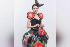 The outfit Ms Verna Leung will be wearing at the Miss International Beauty Pageant was designed by seven students from the Hong Kong Design Institute.