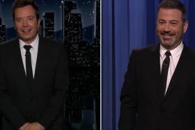 American comedians Jimmy Kimmel and Jimmy Fallon exchanged television shows for one night on April 1 as an April Fool's Day prank. 