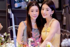 Hong Kong socialite Abby Choi (left) with close friend Ms Moka Fang, the wife of Hong Kong superstar Aaron Kwok.