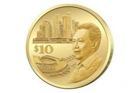 The gold-coloured LKY100 coin is minted in aluminium bronze.