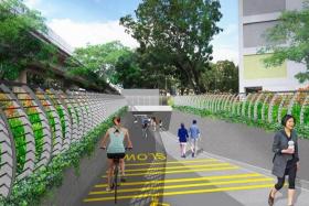 Artist impression of an underpass connecting Tampines to Simei. 