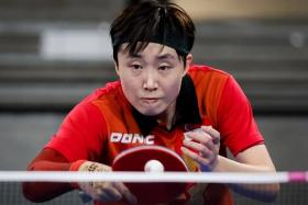 Feng Tianwei training at the National Exhibition Centre in Birmingham on July 26, 2022.