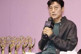 Director Hwang Dong-hyuk speaks during an Emmys celebration press conference for Squid Game in Seoul on Sept 16, 2022.