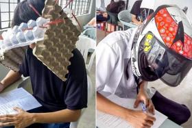  “Anti-cheating” masks, hat and helmets worn by Filipino students have gone viral on social media. 