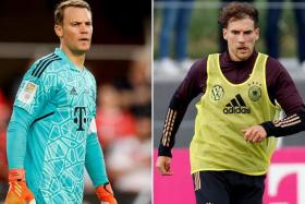 Germany goalkeeper Manuel Neuer (left) and midfielder Leon Goretzka will miss matches against Hungary and England.