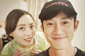 Taiwanese actor Wu Kang-jen with Dr Angela Chang, who diagnosed him with vocal fold atrophy, in a social media post on April 24, 2023.