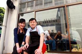 POSH NOSH: Brawn &amp; Brains, opened by Ms Gwen Peh and husband Xavier Teo, offers lavender and earl grey pound cake at $4. TNP PICTURE: KOK YUFENG