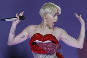 Miley Cyrus in concert at the O2 Arena in London