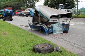 CRASH: One lorry was left badly damaged. 