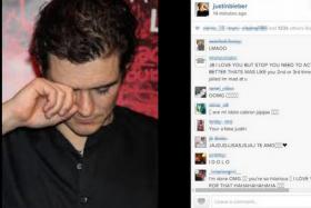Justin Bieber posted a photo of Orlando Bloom crying following their fight at an Ibiza restaurant.