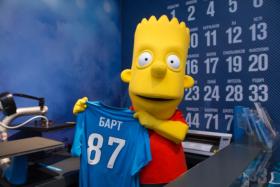 Bart Simpson shows off the jersey he will wear for Russian club Zenit St Petersburg. 