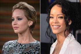 Nude photos purportedly showing many top stars, including Oscar-winner Jennifer Lawrence (left) and pop star Rihanna were circulated on social media last month, in an apparent massive hacking leak. Now some of the stars involved are reportedly threatening to sue Google. 