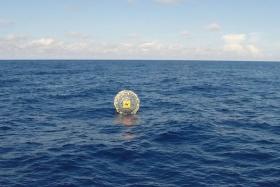 Reza Baluchi's floating bubble can be seen here in a picture taken by the US Coast guard. 