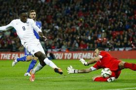 SCORING START: Danny Welbeck (far left) grabs his chance to shine for England in the absence of Daniel Sturridge.