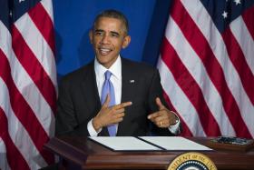 US President Barack Obama tells a story about his credit card was recently declined at a restaurant, after signing an Executive Order to implement enhanced security measures on consumers&#039; financial security at the Consumer Financial Protection Bureau (CFPB).