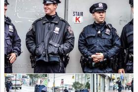Four New York Police Department (NYPD) cops were posing for pictures when a man rushed up and chopped them with an axe.