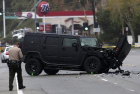 A damaged vehicle is pictured at the scene of a four-car crash involving Olympic gold medalist and reality TV star Bruce Jenner in Malibu, California, February 7, 2015. Jenner was an occupant in one of the vehicles that crashed in the beachside celebrity haven of Malibu. 
