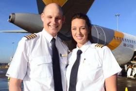 Peter Elliott and his daughter, Laura, flew together for the first time earlier this month. 