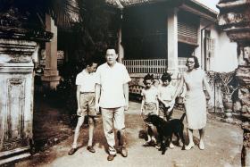 FAMILY HOME: Mr Lee and his wife, Madam Kwa Geok Choo, at their home in Oxley Road with their three children.