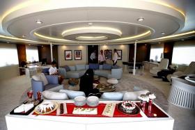LUXURIOUS: The yacht&#039;s common room on the upper deck.
