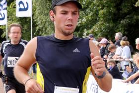 File photo of  Mr Andreas Lubitz taking part in the Airport Hamburg 10-mile run in 2009 in Hamburg, Germany