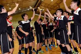 (Above)  RI&#039;s boys floorball team celebrating  after winning  the National  Schools  A Division Floorball  C&#039;ships.  