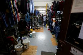 CRAMPED: This room houses 40 foreign workers