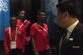 RELAXED: Several TImor Leste players were seen at the hotel. 