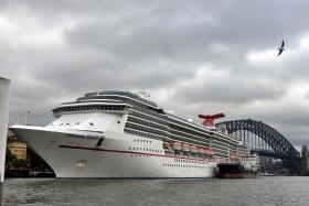 Cruise ship Carnival Spirit docked in Sydney Harbour on April 22, 2015. 