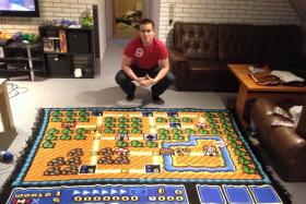 Super Mario fan Kjetil Nordin spent six years to finish his crochet of the first Super Mario Bros 3 world map.