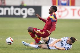 Olmes Garcia playing for Real Salt Lake against Vancouver Whitecaps FC in April