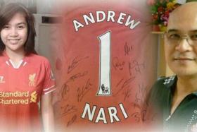 Maira Elizabeth Nari and her father Malaysia Airlines MH370 chief steward Andrew Nari are loyal Liverpool fans.