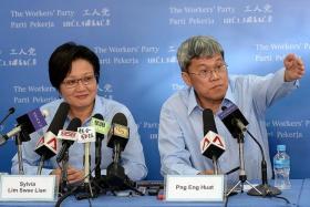 ANSWERING QUESTIONS: Workers&#039; Party chairman Ms Sylvia Lim and past vice chairman of AHPETC Png Eng Huat at the press conference yesterday.