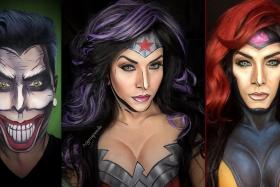 Cosmetologist Mr Argenis Pinal has turned himself into famous comic book characters such as the joker, Wonder Woman and Jean Grey.
