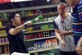 VIOLENT: The man swore at the older man before hitting him on the head with two beer bottles.