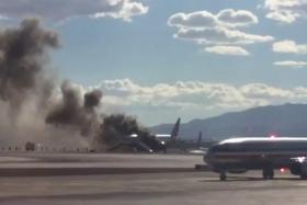 This British Airways jet (at the back) caught fire at the Las Vegas airport.