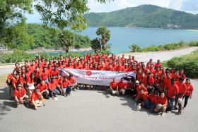 CELEBRATING: Staff of Wah Loon Engineering (above) celebrating their company’s anniversary in Phuket, Thailand.