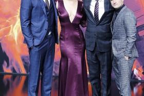 THE TEAM: (From left) Liam Hemsworth, Jennifer Lawrence, Francis Lawrence and Josh Hutcherson.