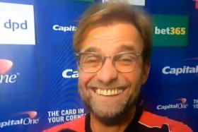 Liverpool boss Juergen Klopp provided an amusing moment when he let out a bizarre laugh during a pre-match interview.