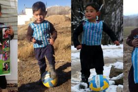 Murtaza Ahmadi, a five-year-old boy from Afghanistan, became an Internet sensation when photos of him in an improvised Lionel Messi shirt made from a plastic bag went viral on social media.