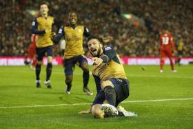 THE GUNNERS HAVE DONE IT BEFORE: Olivier Giroud (above) and his Arsenal teammates will be looking to replicate the manner in which they destroyed Leicester City 5-2 at the King Power Stadium.