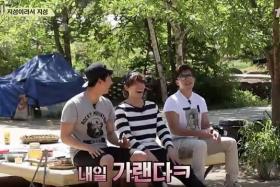 OUTDOOR SURVIVAL: (From left) Celebrities Ok Taecyeon, Ji Sung and Lee Seo Jin in Korean variety show Three Meals a Day, where celebrities have to cook for themselves in the countryside.