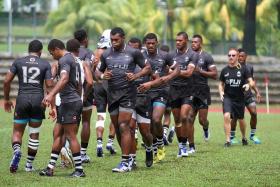 TRAINING ROUTINE: Fiji coach Ben Ryan putting his team through their paces.  