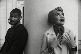 Yuna and Usher on set of the music video for Crush.