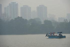 HAZY: A view of Jurong Lake Park - shrouded by the haze - last October.