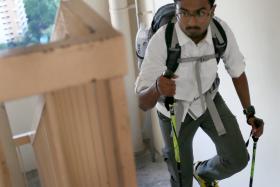 Mr Prasatt Arumugam climbs flights of stairs for at least two hours every day. 