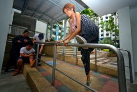 Nasita Nasrul executing a railing jump. 