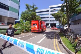 DANGEROUS: The spill of hazardous chemical triethylamine measuring 3m by 3m was contained and cleaned up by the Singapore Civil Defence Force. 