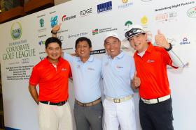 (From left) Tan Teck Lee, Lee Tien Beng, Roland Liew and Gary Loh of Team SunMoon for the BT Corporate Golf League 2016. SunMoon have been a sponsor of the League since 2011 and signed up again this year.