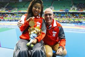 IMPRESSIVE FEAT: Singapore&#039;s Yip Pin Xiu, seen posing with her coach Mick Massey, has two gold medals to her name - one from the 2008  Paralympic Games  in Beijing and her  second at the Rio  Games.